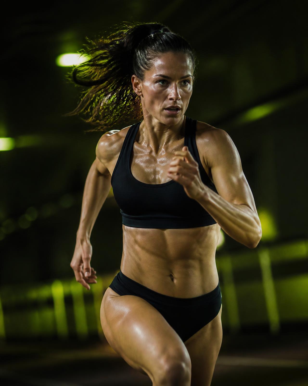 Athletin im Sprint während eines Wettkampfs