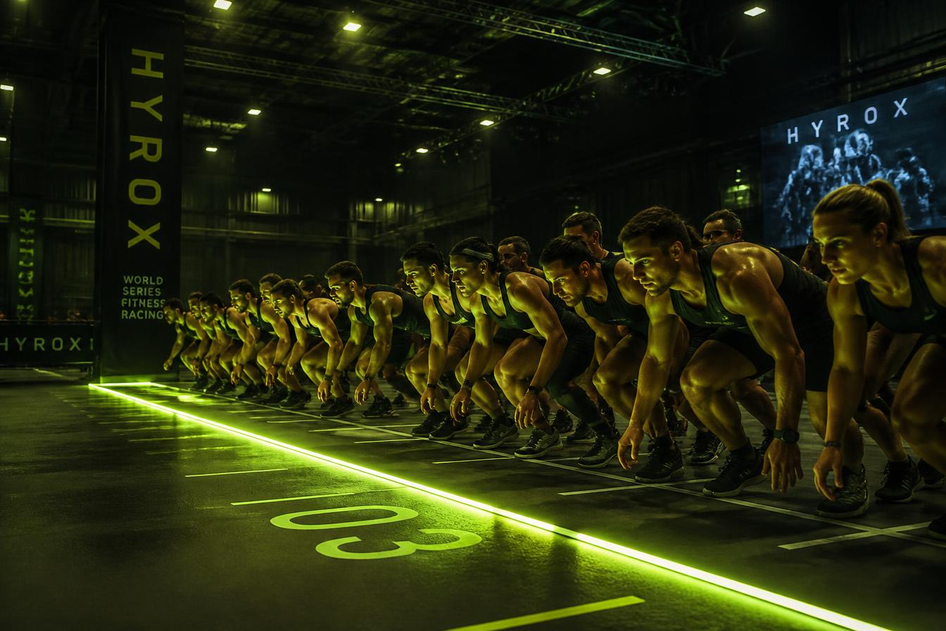 Athleten am Start eines Indoor-Fitness-Races